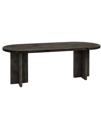 Table à manger ovale en bois massif ton noir en différentes tailles