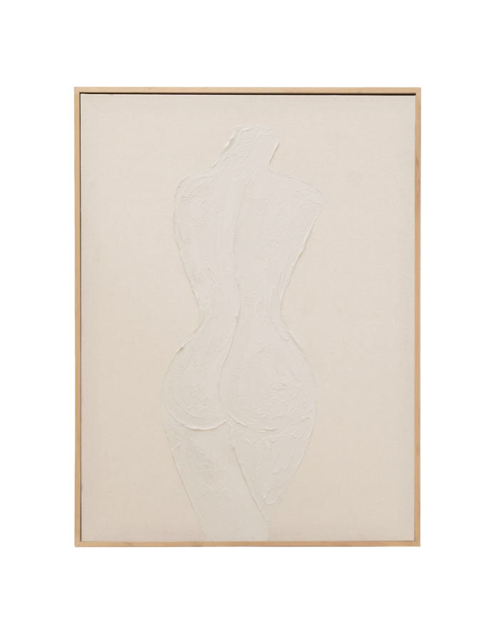 Tableau beige décoratif sur toile de coton avec cadre en bois peint à la main à la peinture à l'huile en différentes tailles