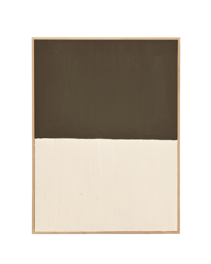 Tableau marron et blanc décoratif sur coton avec cadre en bois peint à la main à la peinture à l'huile en différentes tailles