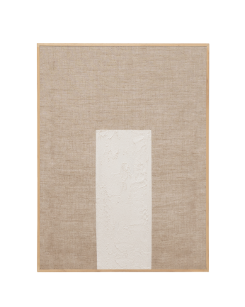 Tableau beige et blanc décoratif sur lin avec cadre en bois peint à la main à la peinture à l'huile en différentes tailles