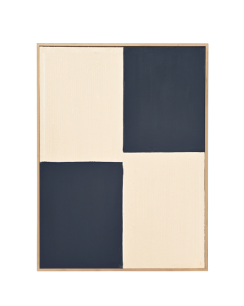 Tableau bleu et blanc décoratif sur coton avec cadre en bois peint à la main à la peinture à l'huile en différentes tailles