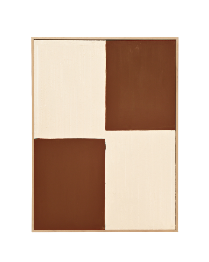 Tableau tuiles et blanc décoratif sur coton avec cadre en bois peint à la main à la peinture à l'huile en différentes tailles