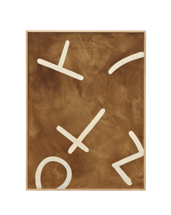 Tableau marron et blanc décoratif sur coton avec cadre en bois peint à la main à la peinture à l'huile en différentes tailles