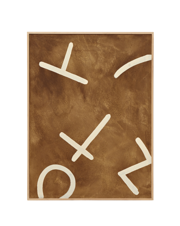 Tableau marron et blanc décoratif sur coton avec cadre en bois peint à la main à la peinture à l'huile en différentes tailles