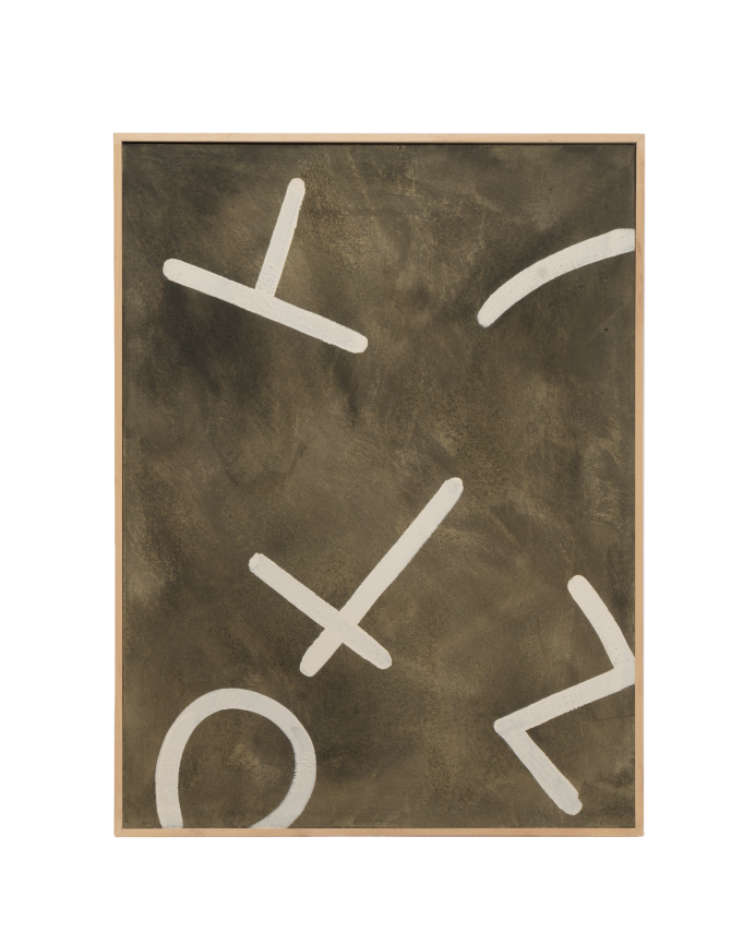 Tableau vert et blanc décoratif sur coton avec cadre en bois peint à la main à la peinture à l'huile en différentes tailles