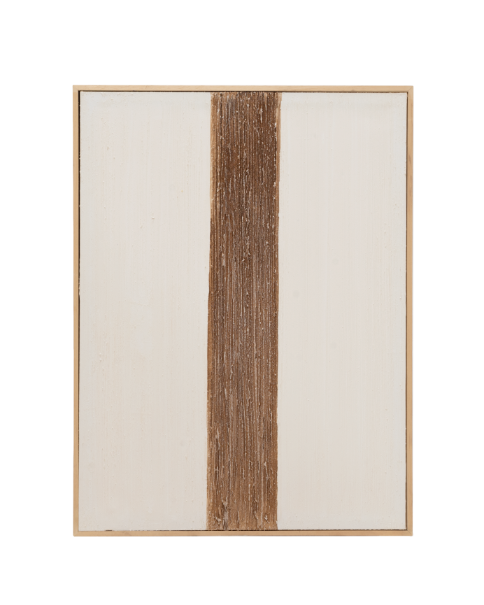 Tableau blanc et marron décoratif sur coton avec cadre en bois peint à la main à la peinture à l'huile en différentes tailles