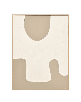 Tableau blanc e beige décoratif sur coton avec cadre en bois peint à la main à la peinture à l'huile en différentes tailles
