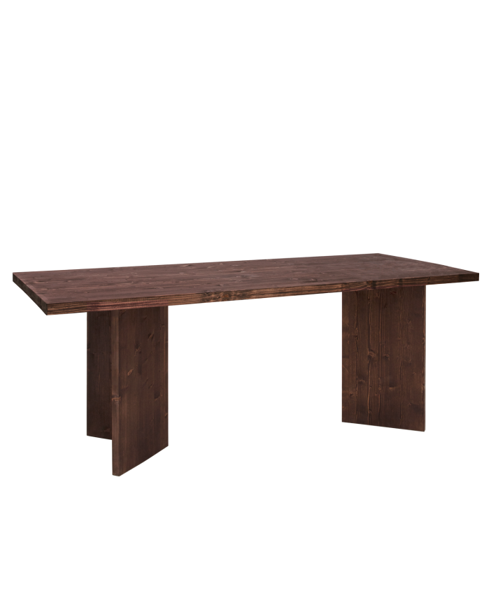 Table de salle à manger en bois massif en ton noyer en différentes tailles