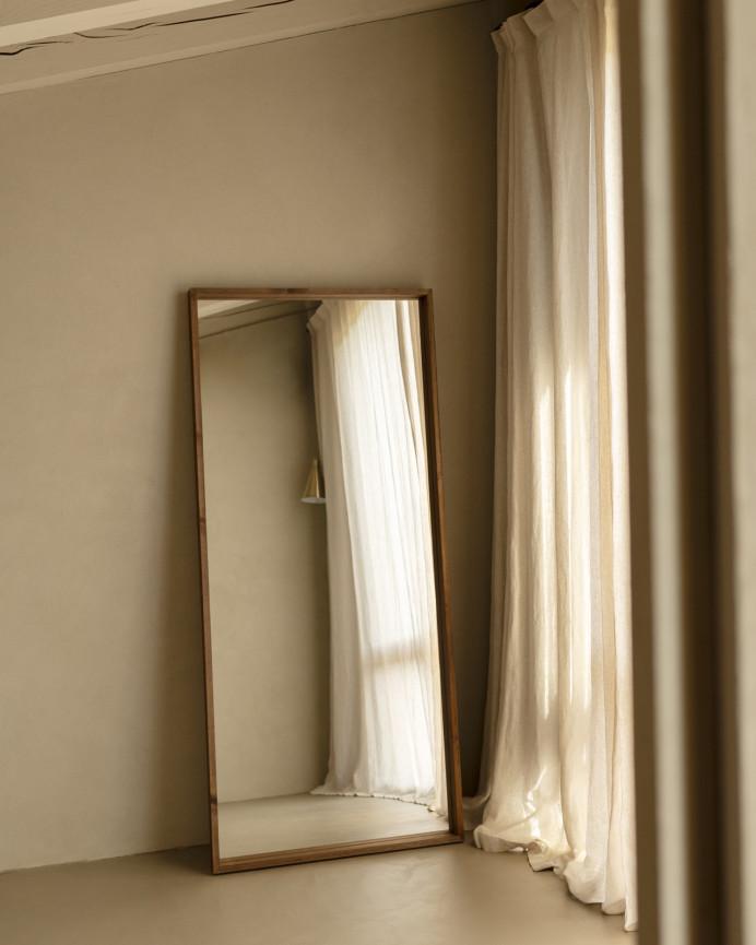 Miroir effet bois massif ton chêne foncé en différentes tailles