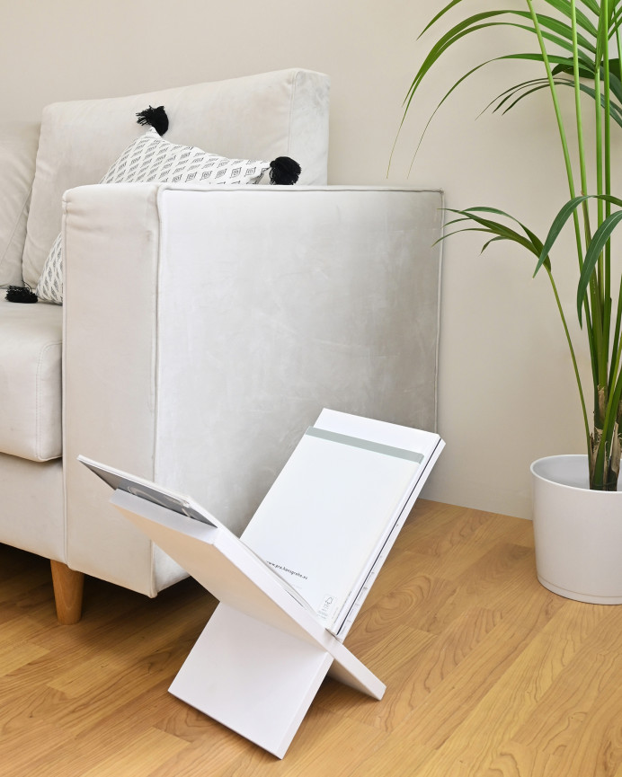 Porte-revues en bois massif ton blanc 30x40cm 