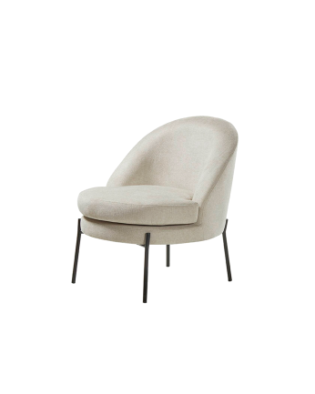 Fauteuil en métal avec assise en mousse et fibre en beige 78x71cm