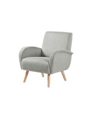 Fauteuil en bois massif avec assise en mousse et fibre de couleur grise 75x74cm