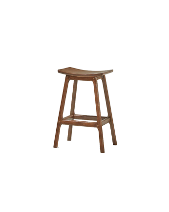 Pack 2 tabourets en bois massif de couleur noyer de 66cm