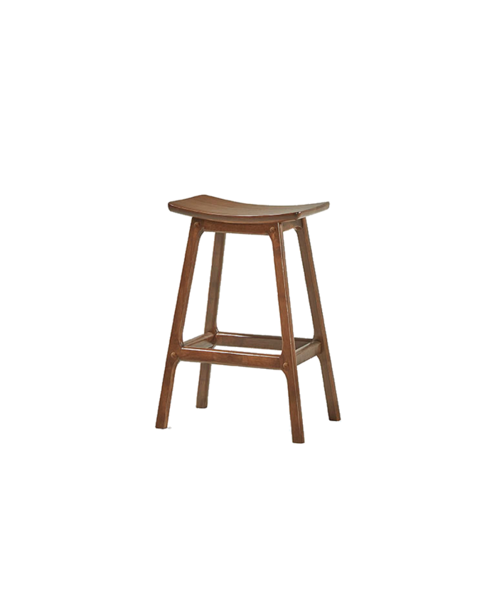 Pack 2 tabourets en bois massif de couleur noyer de 66cm