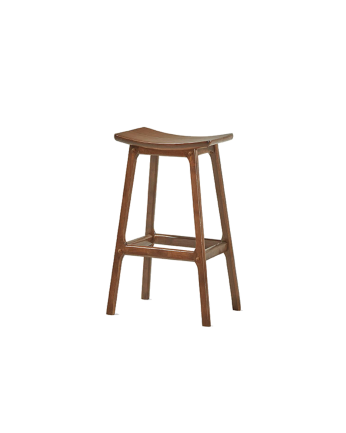 Pack 2 tabourets en bois massif de couleur noyer de 73cm