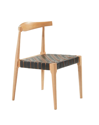 Chaise en bois massif avec assise tressée noire et pieds en couleur naturelle 81cm