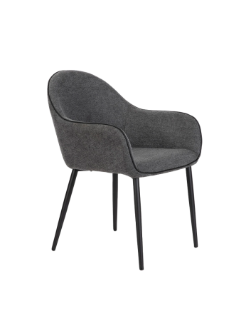 Chaise en tissu gris foncé avec pieds en métal noir de 83cm