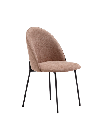 Chaise en tissu couleur beige avec pieds en métal noir de 84cm