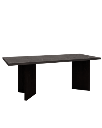 Table de salle à manger en bois massif en ton noir en différentes tailles