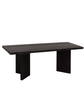 Table basse en bois massif en ton noir 120x55cm