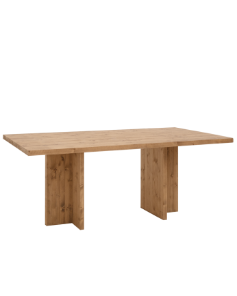 Table à manger en bois massif ton chêne foncé en différentes tailles