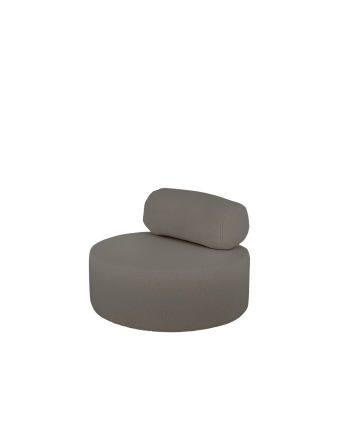 Fauteuil en bouclé rond couleur gris foncé de 91x71cm