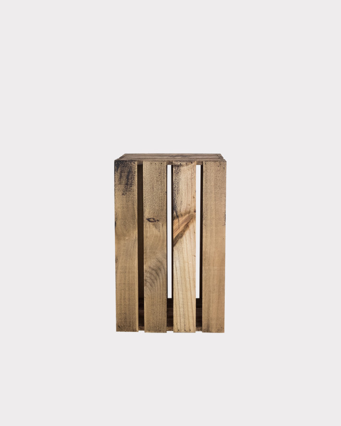 Tabouret en bois massif ton chêne foncé 30,5x49x26,5cm