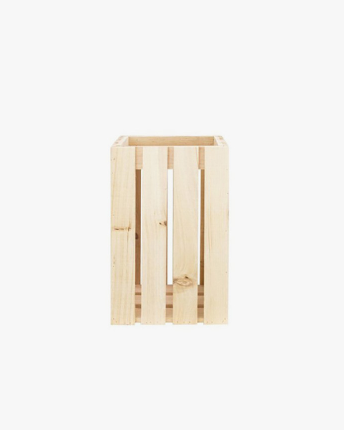 Poubelle/porte-parapluie en bois massif ton naturel 30,5x49x26,6cm