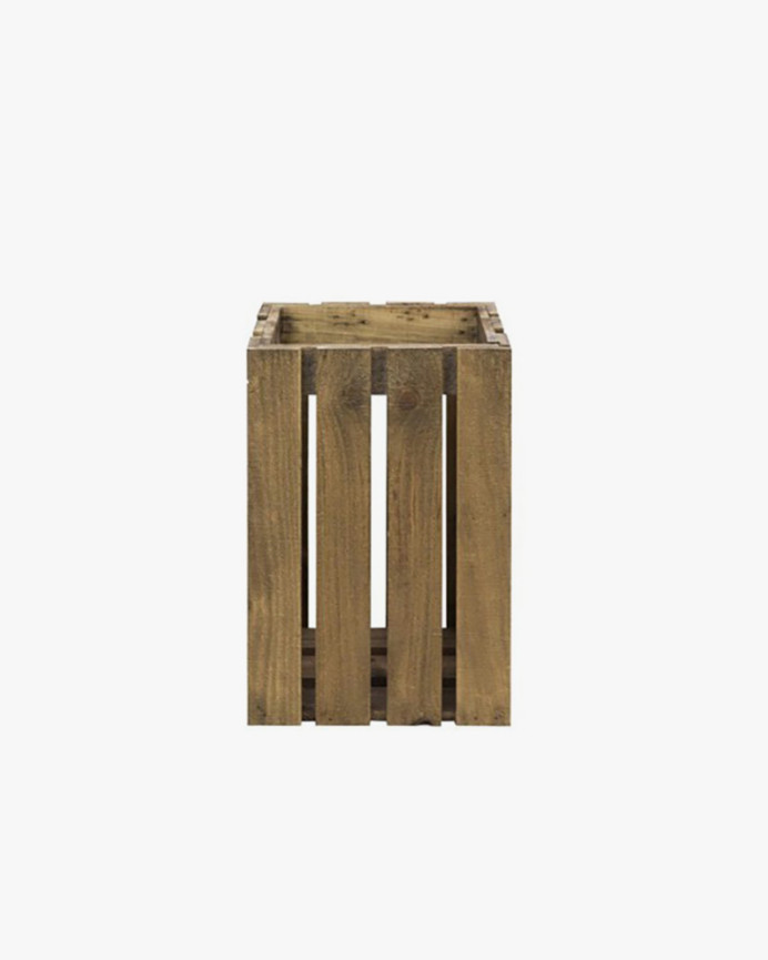 Poubelle/porte-parapluie en bois massif ton chêne foncé 30,5x49x26,6cm