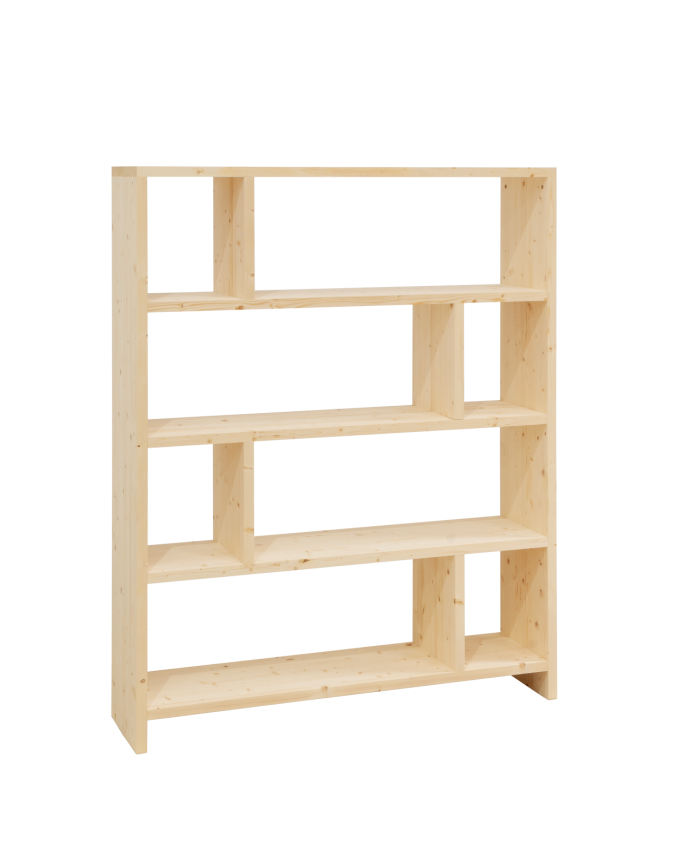 Étagère en bois massif ton naturel de 180x140cm