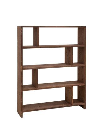 Étagère en bois massif ton noyer de 180x140cm