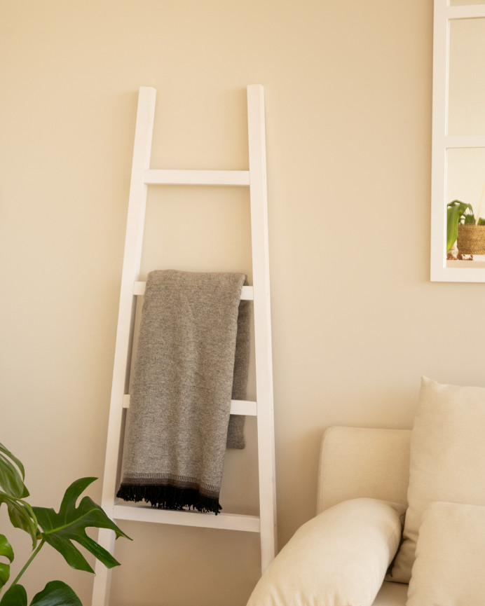Échelle en bois massif blanc 150x50cm