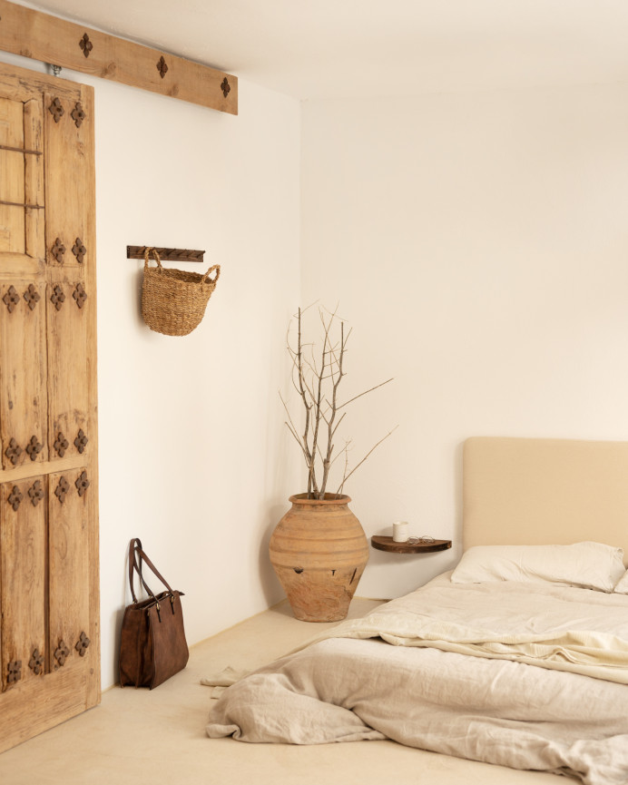 Table de chevet flottante en bois massif ton noyer 3x40cm