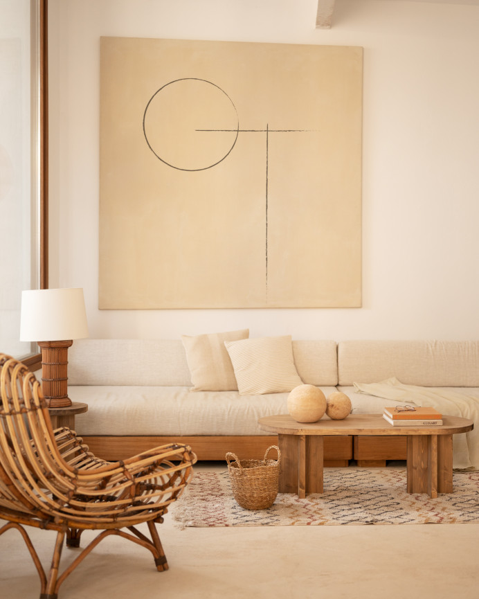 Table basse en bois massif ton chêne foncé 120x50cm