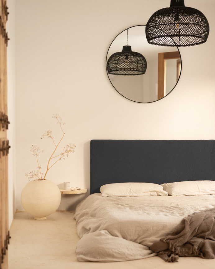 Tête de lit rembourrée en coton gris anthracite en différentes tailles