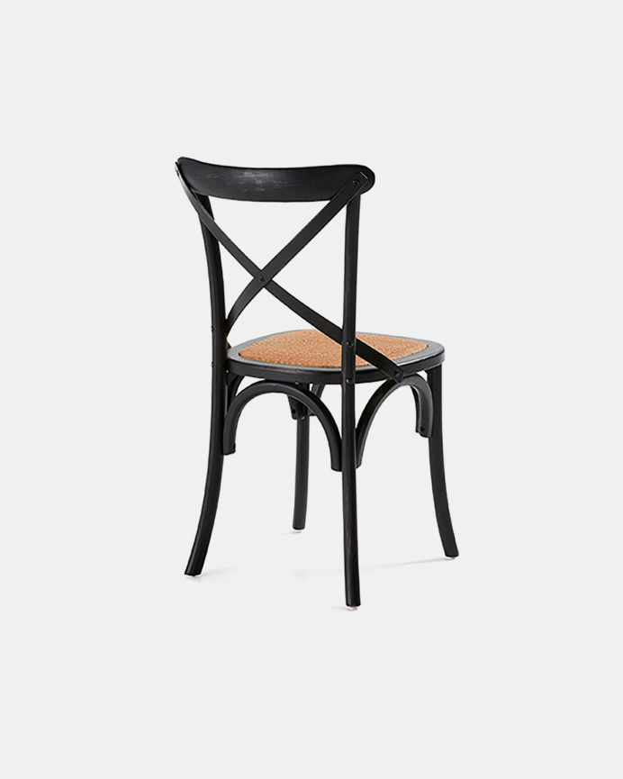 Chaises en bois d'orme avec croix noir sur le dossier 88x52cm