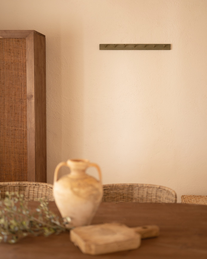 Cintre mural en bois massif ton vert 61x5cm