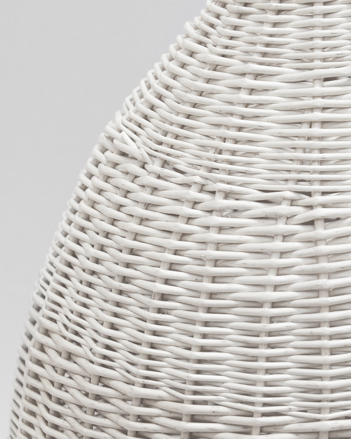 Plafonnier en osier ton blanc 65x45cm