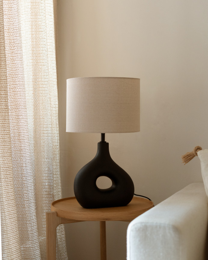 Lampe de table en céramique et abat-jour en tissu de lin de 51x30cm