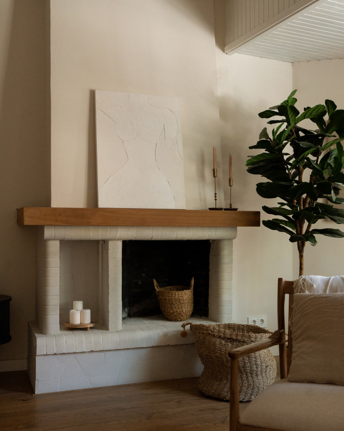 Tableau beige décoratif sur toile de coton avec cadre en bois peint à la main à la peinture à l'huile en différentes tailles