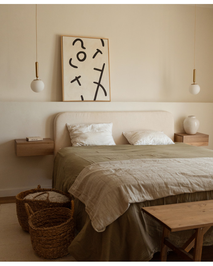 Tableau blanc et noir décoratif sur coton avec cadre en bois peint à la main à la peinture à l'huile en différentes tailles