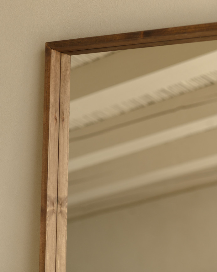 Miroir effet bois massif ton chêne foncé en différentes tailles