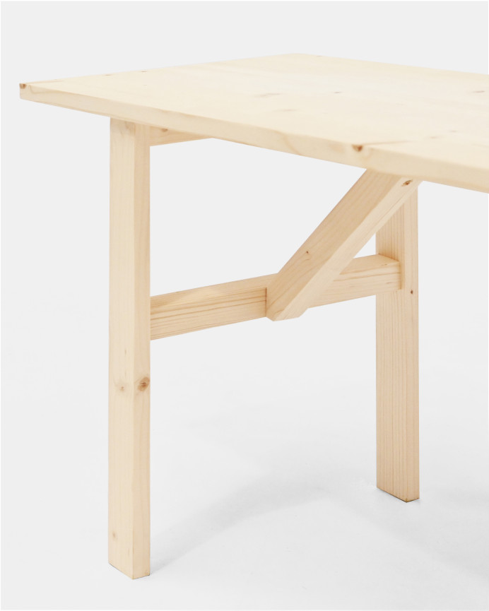 Banc en bois massif ton naturel 120x45cm