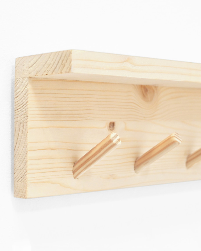 Support mural en bois massif ton naturel 61x10cm