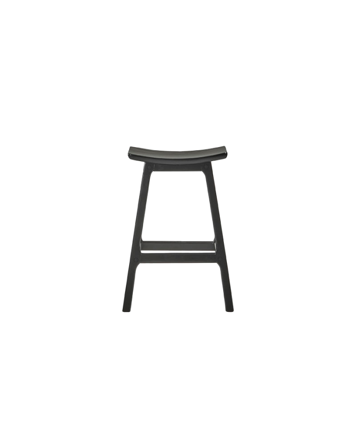 Pack 2 tabourets en bois massif de couleur noire de 66cm