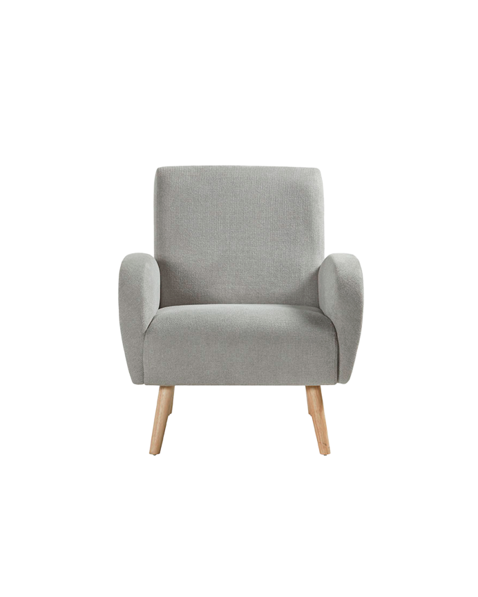 Fauteuil en bois massif avec assise en mousse et fibre de couleur grise 75x74cm