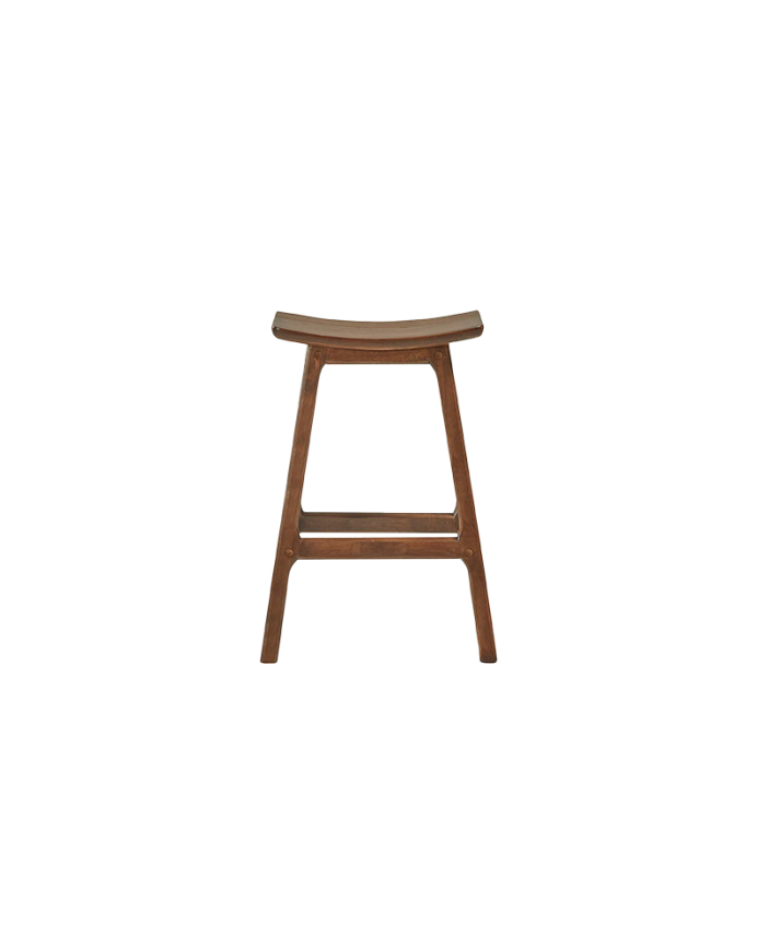 Pack 2 tabourets en bois massif de couleur noyer de 66cm