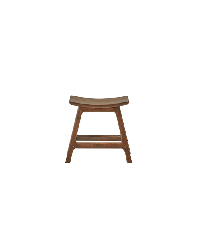 Pack 2 tabourets en bois massif de couleur noyer de 45cm