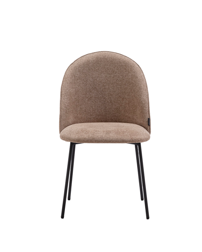 Chaise en tissu couleur beige avec pieds en métal noir de 84cm