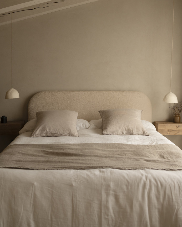 Tête de lit déhoussable en bouclé beige en différentes tailles
